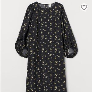 Hm floral midi dress balloon sleeve